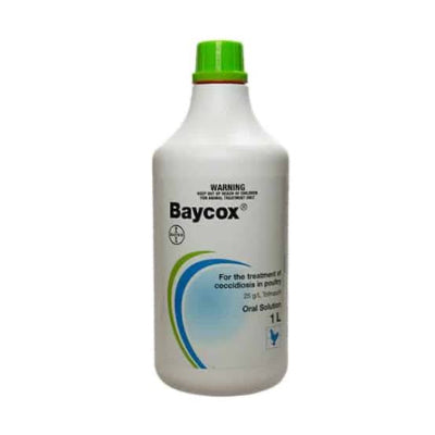 Baycox bottle with green cap on a white background